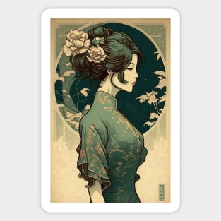 Chinese Beauty in Emerald Sticker